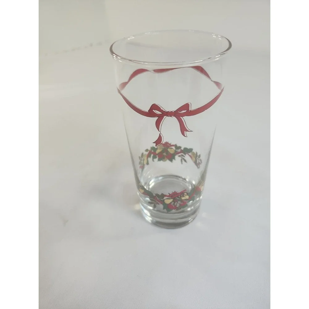 Vintage‎ John Wanamaker Set Of 4 Christmas Glasses 15 Oz Made In The USA